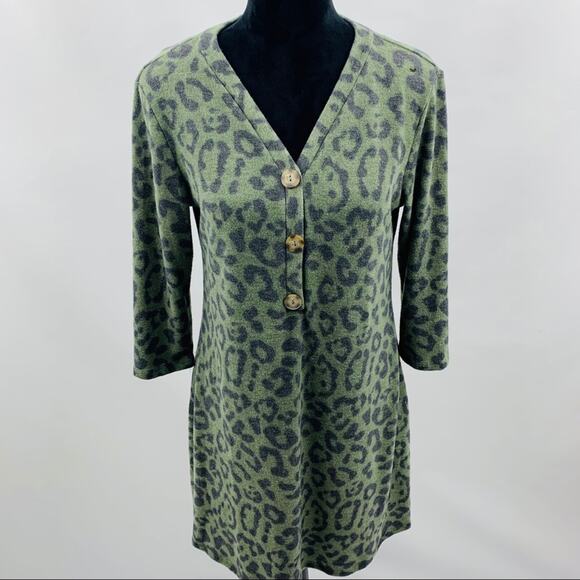 Como Vintage Green Leopard Mini Dress - Picture 4 of 11